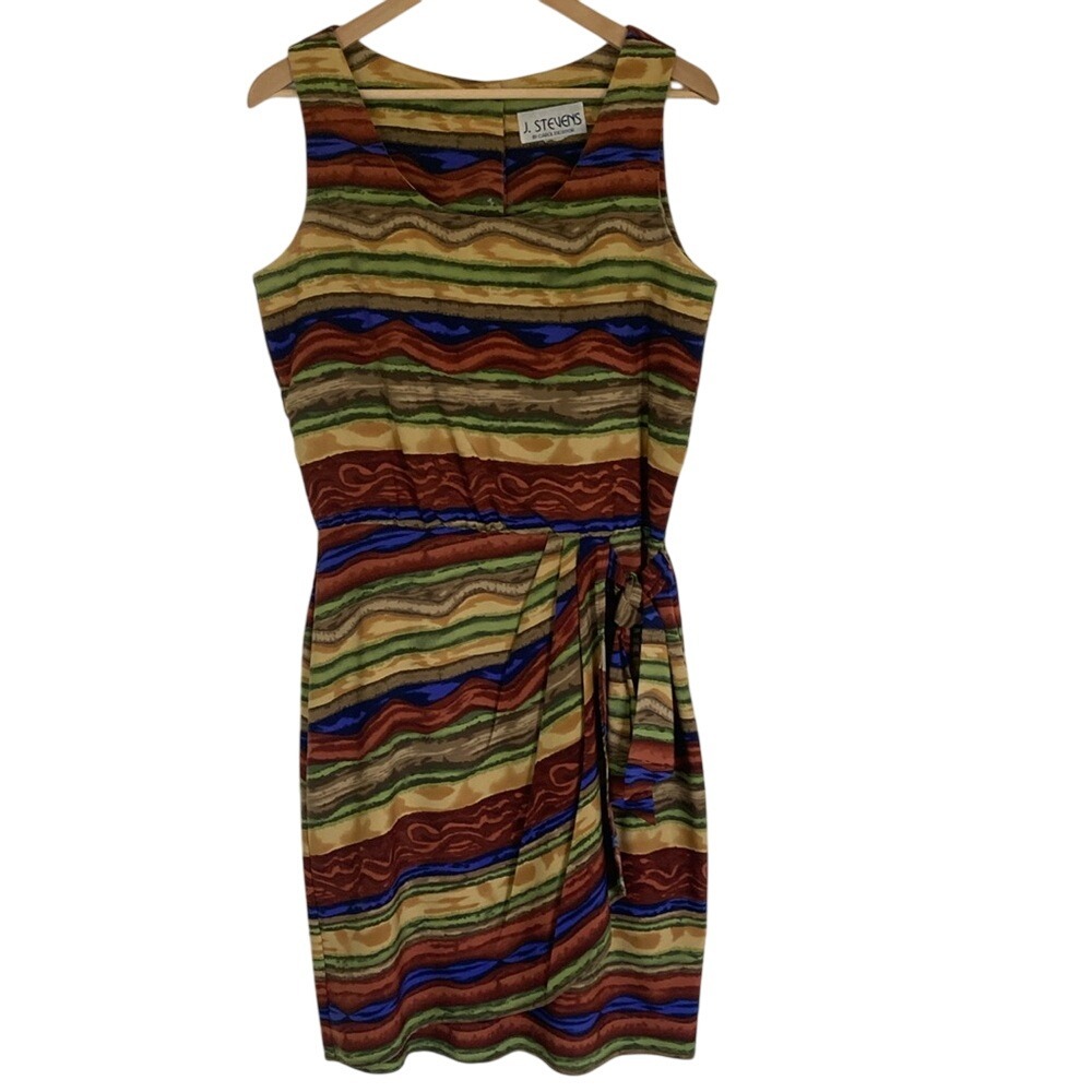 Vintage J. Stevens by Carol Escritor Womens Faux Wrap Dress Size M Sleeveless